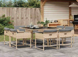 9 Piece Garden Dining Set with Cushions Mix Beige Poly Rattan 3211380