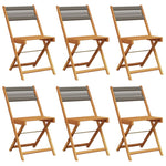 ZNTS Folding Garden Chairs 6 pcs Grey Solid Wood Acacia 3214605