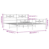 Metal Bed Frame without Mattress with Footboard Black 200x200cm 355292