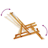 Folding Beach Chair with Armrests Light Grey Acacia Wood & Textilene 4108068