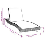 Sun Lounger Black and White 197 x 70 x 82 cm Poly Rattan 42009978