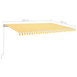 Manual Retractable Awning with LED 500x300 cm Yellow and White 3068943