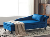 Velvet Chaise Lounge Sofa with Storage, Upholstered Chaise lounge Couch with Pillow for Living Room, N652P201198B