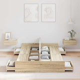 Storage Bed Frame Sonoma Oak 120 x 190 cm Engineered Wood 3335327