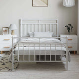Metal Bed Frame without Mattress with Footboard White 100x200cm 373753