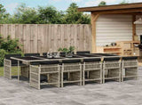 11 Piece Garden Dining Set with Cushions Light Grey Poly Rattan 3211655