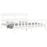 Bed Frame without Mattress White 200x200 cm Solid Wood Pine 3193292