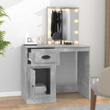 Dressing Table with LED Concrete Grey 90x50x132.5 cm Engineered Wood 816772