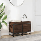 Storage Box with Lid Brown Oak 80x40x51.5 cm Engineered Wood 848803