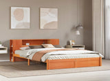 Bed Frame with Storage Headboard with Headboard 2 pcs Wax Brown 3422709