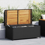 Storage Bench Black 100x50x52 cm Poly Rattan and Acacia Wood 365949