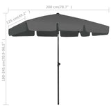 ZNTS Beach Parasol Anthracite 200x125 cm 314729