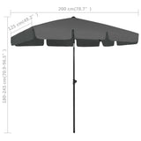 Beach Parasol Anthracite Polyester Large UV-resistant materials 314729