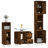 3 Piece Bathroom Furniture Set Smoked Oak Engineered Wood 3190226