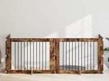 Dog Gate with Stands 4 pcs Smoked Oak 100 x 100 cm 892033