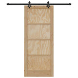 Sliding Door Natural and Black 83 x 202 cm Solid Pine Wood 3333504