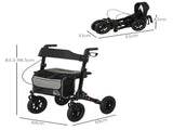 Folding Rollator Walker with Padded Seat, Backrest, Lightweight Walking Frame with Storage Bag, Dual T3398P343467