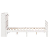 ZNTS Bookcase Bed without Mattress White 150x200 cm King Solid Wood Pine 3322799
