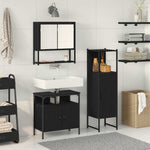 Bathroom Furniture Set with Door 3 pcs Black 33 x 33 x 120.5 cm 3334378