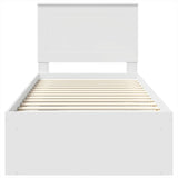 Bed Frame with Headboard White 100 x 200 cm Solid Pine Wood 3409390