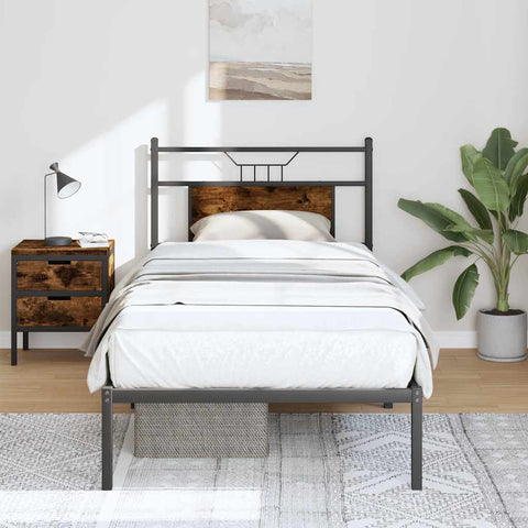 Bed Frame without Mattress Smoked Oak 90x200 cm Engineered Wood 4106736
