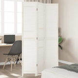 Room Divider 3 Panels White Solid Wood Paulownia 358831