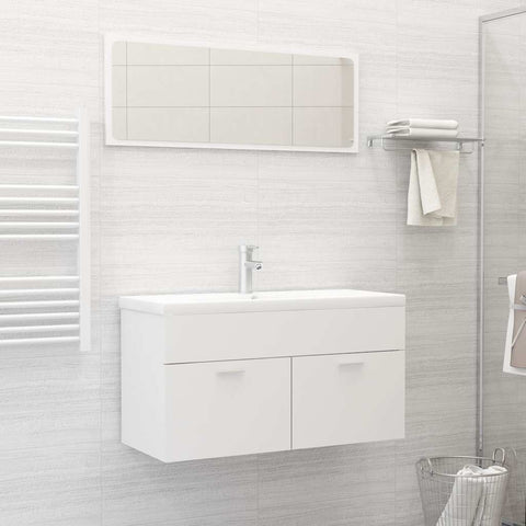 ZNTS 2 Piece Bathroom Furniture Set White Engineered Wood 804800