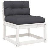 7 Piece Garden Lounge Set with Cushions White Solid Wood Pine 3216931