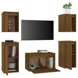 TV Cabinets 5 pcs Honey Brown Solid Wood Pine 3100272
