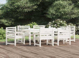 7 Piece Garden Dining Set White Solid Wood Pine 3154714