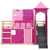 Bunk Bed without Mattress with Slide and Curtains Pink 80x200 cm 3284172
