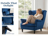 Modern Accent Chair with High Backrest and Pillow, Velvet-Feel Fabric Reading Chair with Solid Wood T3398P548097