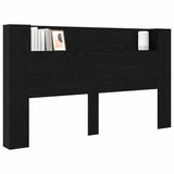 Storage Headboard with LED Black Oak Engineered Wood 3418687