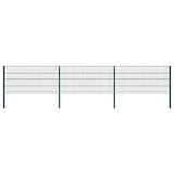 Fence Panel with Posts Iron 522x80 cm Green 278606