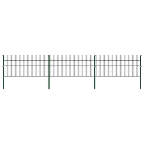 Fence Panel with Posts Iron 522x80 cm Green 278606