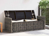Storage Bench with Cushion Black Wash 110 x 40 x 50 cm Rattan 42011576