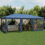 Party Tent with 10 Mesh Sidewalls Blue 6x4 m HDPE 4010067