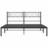 Metal Bed Frame without Mattress with Headboard Black 150x200cm 372279