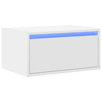 ZNTS Wall-mounted Bedside Cabinet with LED Lights White 860211