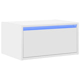 ZNTS Wall-mounted Bedside Cabinet with LED Lights White 860211
