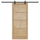 Sliding Door Natural and Black 86 x 198.5 cm Solid Pine Wood 3445519