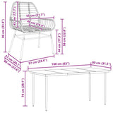 5 Piece Garden Dining Set Black Poly Rattan Glass 3334439