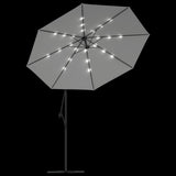 Hanging Garden Parasol with LED Lighting 300 cm Sand Metal Pole 42970