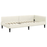 Corner Bed Frame with Headboard Cream 80 cm x 200 cm Velvet 42016141