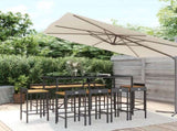 Garden Bar Set Black PE rattan, powder-coated steel, tempered glass 3187682