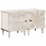 Bedside Cabinet 2 pcs White 40 x 33.5 x 46 cm Solid Mango Wood 4018365