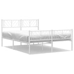 ZNTS Metal Bed Frame without Mattress with Footboard White 160x200cm 372249