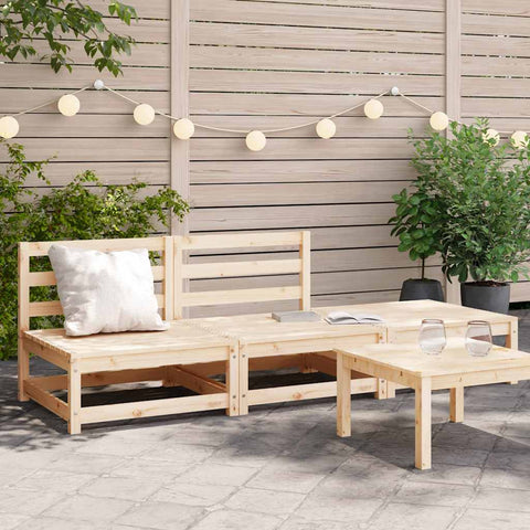 Garden Sofa Armless with Footstool Solid Wood Pine 837963