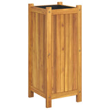 Garden Planter with Liner 31x31x75 cm Solid Wood Acacia 366432