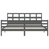 Bed Frame without Mattress Grey 200x200 cm Solid Wood 3194853
